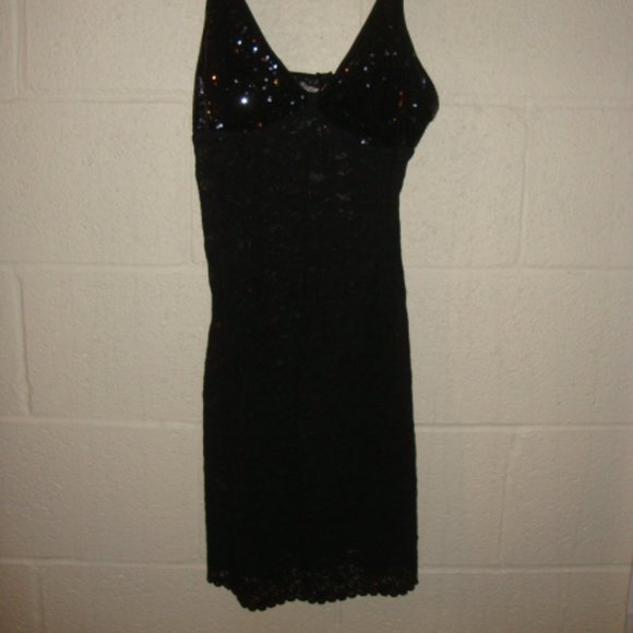 NEW Victoria's Secret Black Stretch Lace with Sequins Chemise Slip Nightgown - Picture 3 of 3